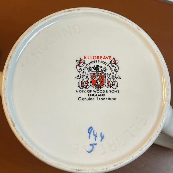 Wood and Sons Ellgreave White and Floral Blue Teapot Vintage Ironstone English - Picture 8 of 9